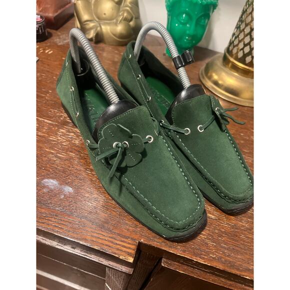 Sam & Libby Preppy Green Suede Casual Moccasins  Loafers 8 - Picture 3 of 14